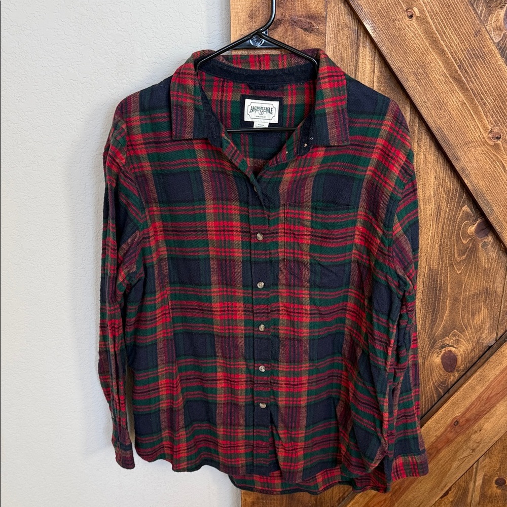 American Eagle Outfitters Plaid Shirt in Red and Green